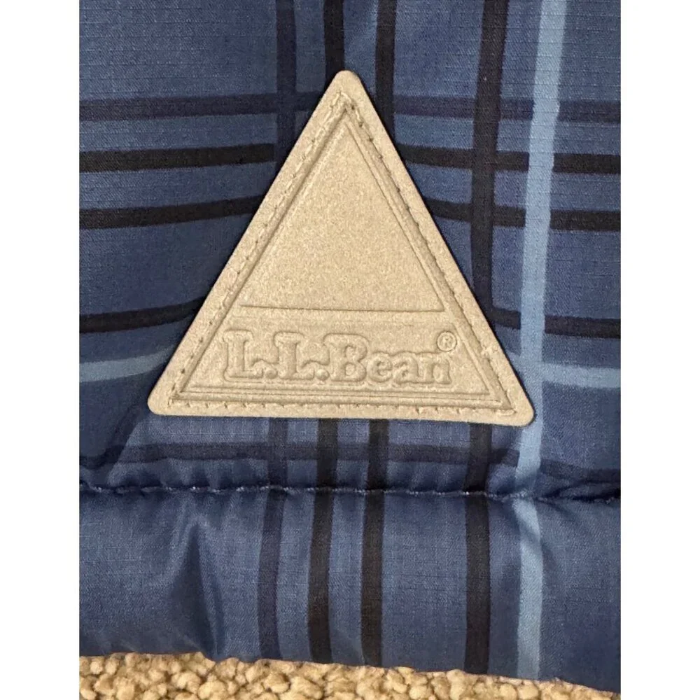 L.L.Bean Blue Plaid Goose Down Puffer Vest Zip Pockets‎ Kids Youth Size S (8)